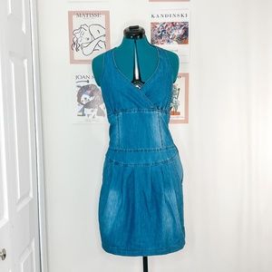 Vintage Halter Neck Denim Dress